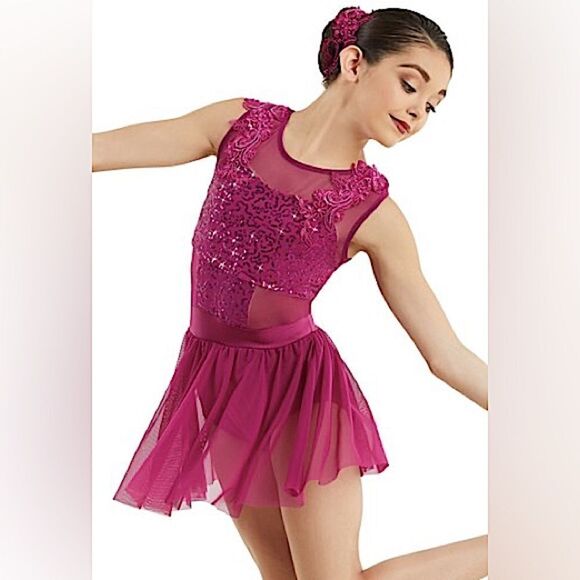 WEISSMAN Dance Costume hot pink Can't Help Falling In Love 11387 XLA-adult xl - Picture 1 of 10